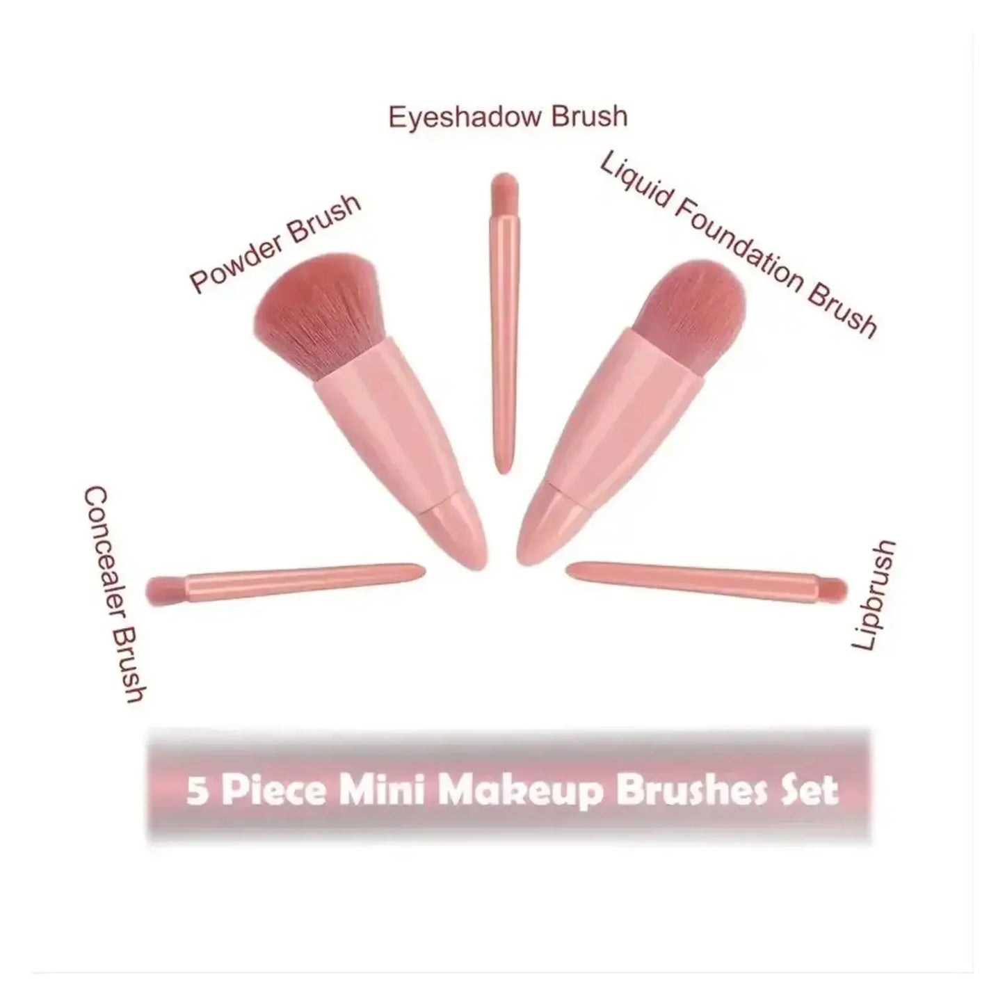 5pcs Mini Makeup Brushes with Case And Mirror