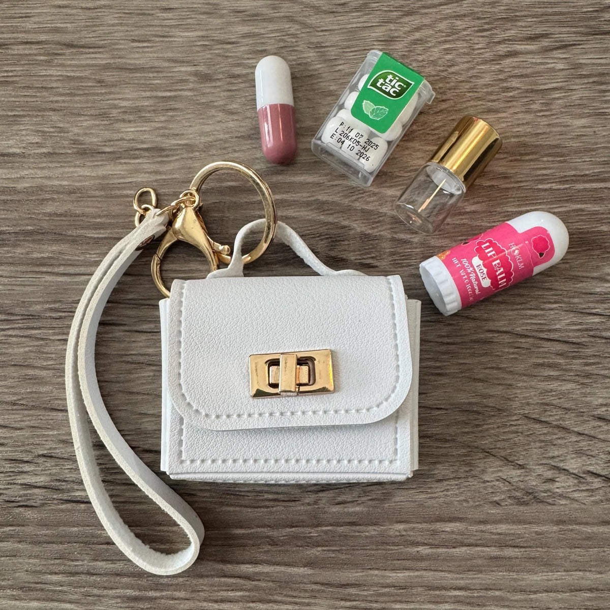 Miniature Squared Purse Bag Charm / Favor with Mini Beauty Essentials