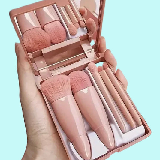 5pcs Mini Makeup Brushes with Case And Mirror
