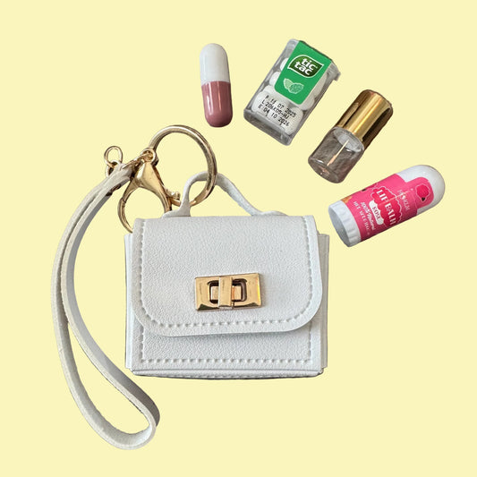 Miniature Squared Purse Bag Charm / Favor with Mini Beauty Essentials