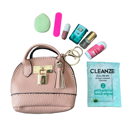 Miniature Lock Purse Bag Charm / Favor with Mini Beauty Essentials