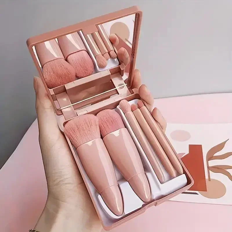 5pcs Mini Makeup Brushes with Case And Mirror