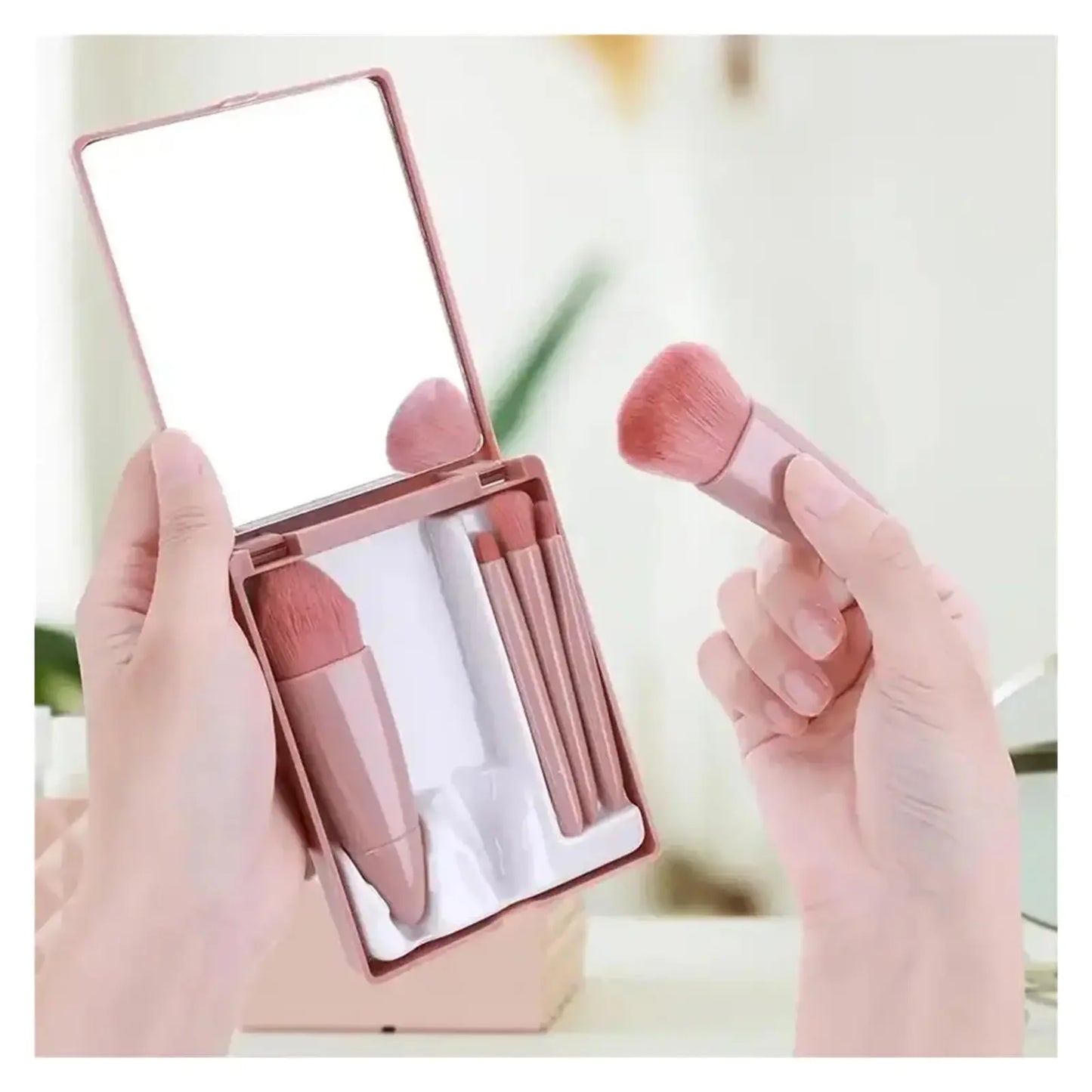 5pcs Mini Makeup Brushes with Case And Mirror
