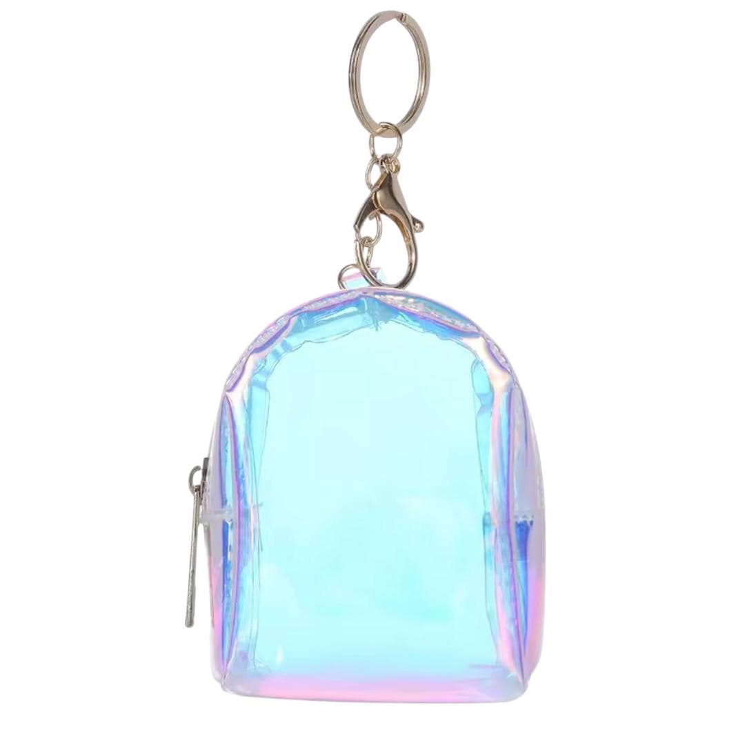 Miniature Iridescent Backpack Bag Charm / Favor with Mini Beauty Essentials