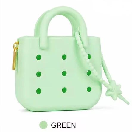 Miniature Rubber Tote Bag Purse Charm / Favor with Mini Beauty Essentials