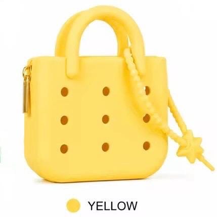 Miniature Rubber Tote Bag Purse Charm / Favor with Mini Beauty Essentials