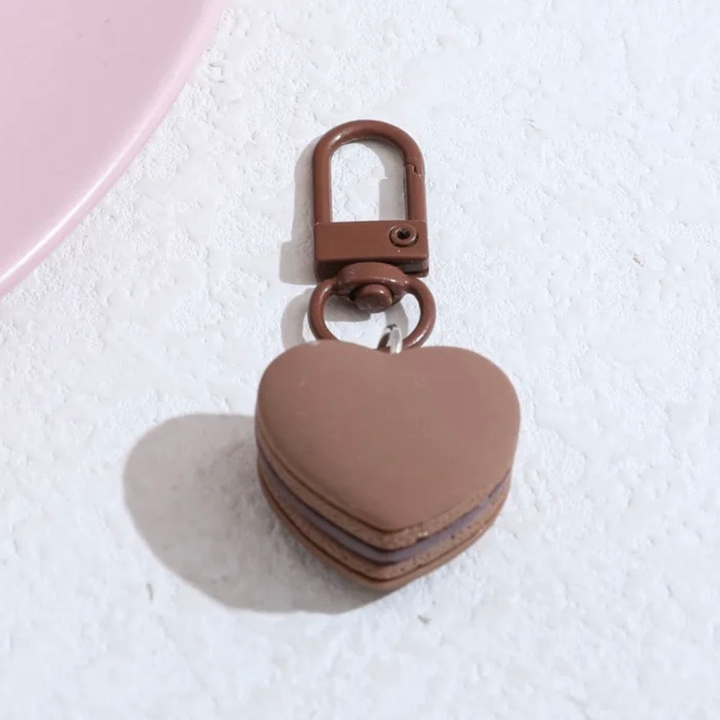 Mini Heart Macaron Keychain